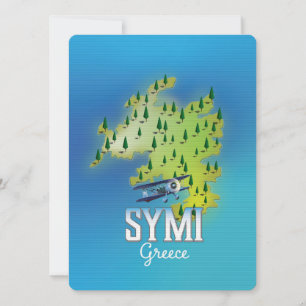 Symi Island Map Greece reisposter.