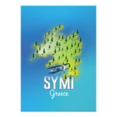 Symi Island Map Greece reisposter. Foto Afdruk (Voorkant)