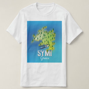 Symi Island Map Greece reisposter. T-shirt