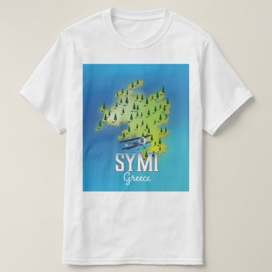 Symi Island Map Greece reisposter. T-shirt (Design voorkant)