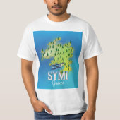 Symi Island Map Greece reisposter. T-shirt (Voorkant)