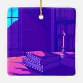 Symmetrical Abstract Pattern in Purple and White Keramisch Ornament (Achterkant)