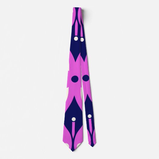 Symmetrical Abstract Pattern in Purple and White Stropdas (Voorkant)