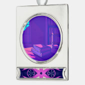 Symmetrical Abstract Pattern in Purple and White Verzilverd Banner Ornament (Links)