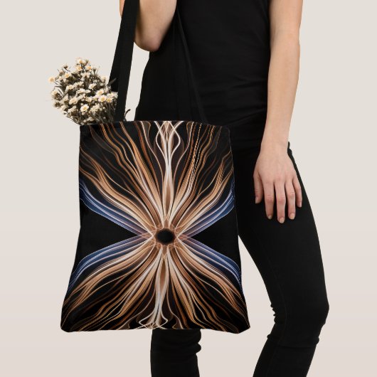 Symmetrical Burst of Light On Black Tote Bag (Dichtbij)