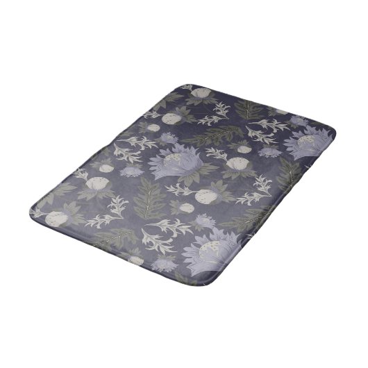 Symmetrical dark purple floral pattern badmat (Gekanteld)