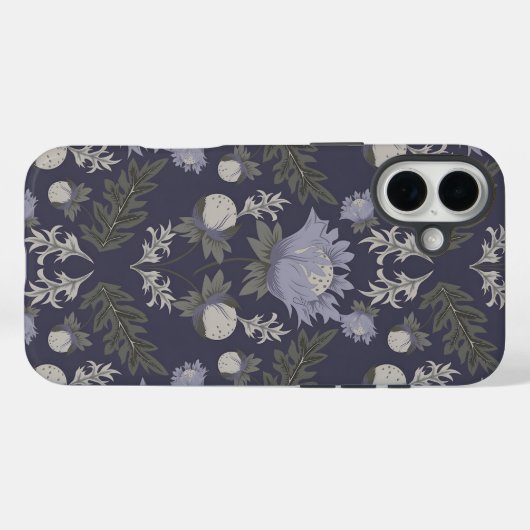 Symmetrical dark purple floral pattern Case-Mate iPhone case (Achterkant (horizontaal))