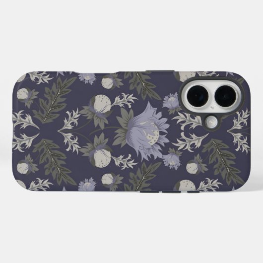 Symmetrical dark purple floral pattern Case-Mate iPhone case (Achterkant (horizontaal))