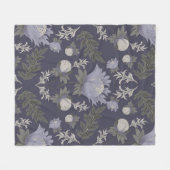 Symmetrical dark purple floral pattern fleece deken (Voorkant (Horizontaal))