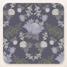 Symmetrical dark purple floral pattern kartonnen onderzetters