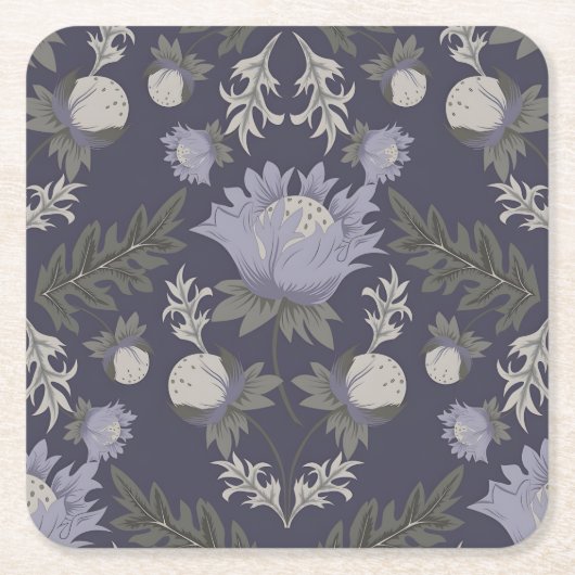 Symmetrical dark purple floral pattern kartonnen onderzetters (Voorkant)