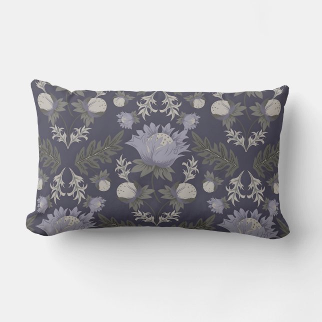 Symmetrical dark purple floral pattern kussen (Voorkant)
