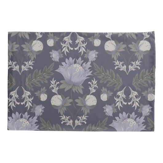 Symmetrical dark purple floral pattern kussensloop (Achterkant-Links)