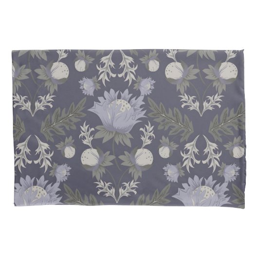 Symmetrical dark purple floral pattern kussensloop (Voorkant-Links)