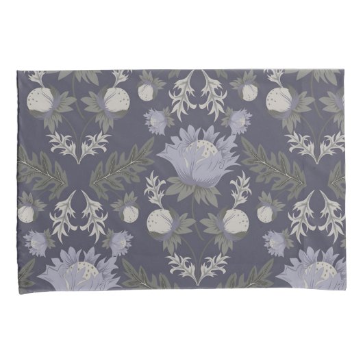 Symmetrical dark purple floral pattern kussensloop (Voorkant-Rechts)