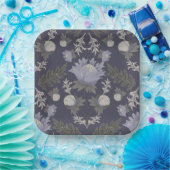 Symmetrical dark purple floral pattern papieren bordje (Feest)