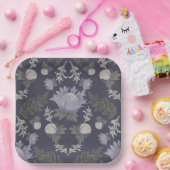 Symmetrical dark purple floral pattern papieren bordje (Feest)