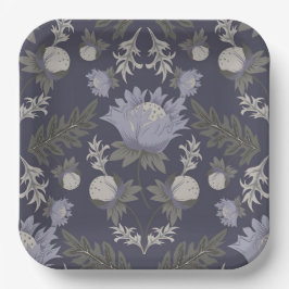 Symmetrical dark purple floral pattern papieren bordje