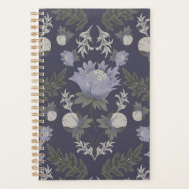 Symmetrical dark purple floral pattern planner