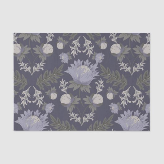 Symmetrical dark purple floral pattern tissuepapier (Voorkant)
