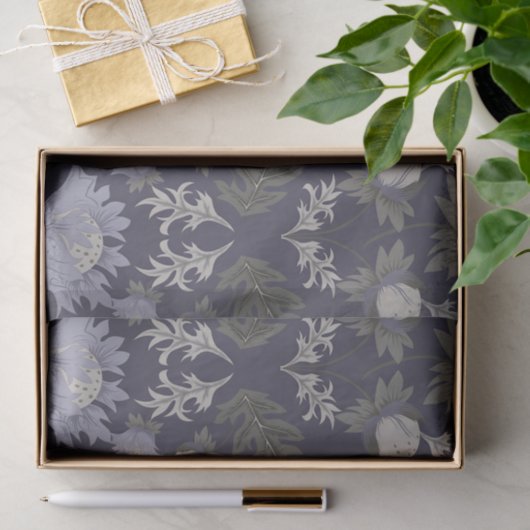 Symmetrical dark purple floral pattern tissuepapier (Geschenk)