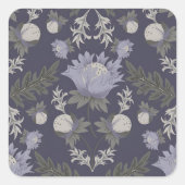 Symmetrical dark purple floral pattern vierkante sticker (Voorkant)
