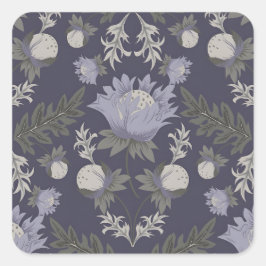 Symmetrical dark purple floral pattern vierkante sticker
