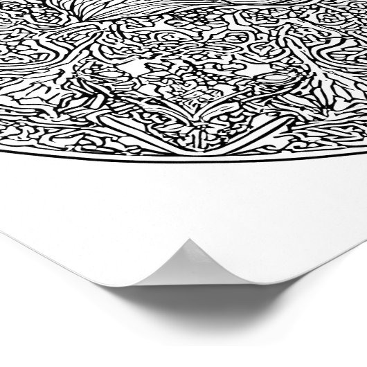 Symmetrical Fox Christmas Mandala Template Poster (Hoek)