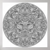 Symmetrical Fox Christmas Mandala Template Poster (Voorkant)