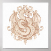 Symmetrical Heraldic Art: Gothic Dragon Emblem Poster (Voorkant)