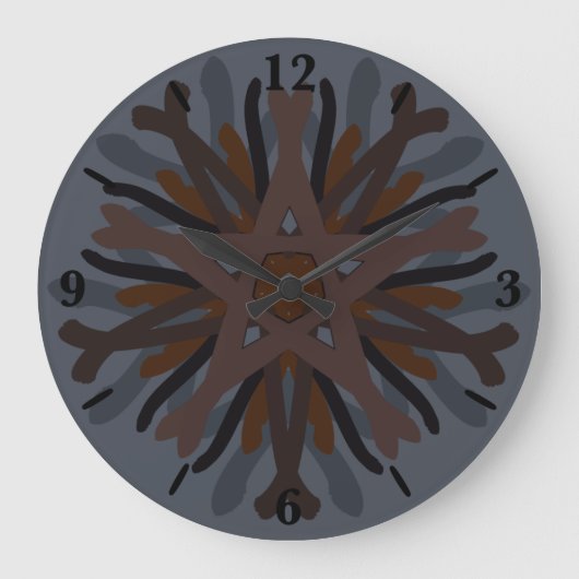 Symmetrical Line Drawing Mechanical Floral Style Grote Klok (Voorkant)