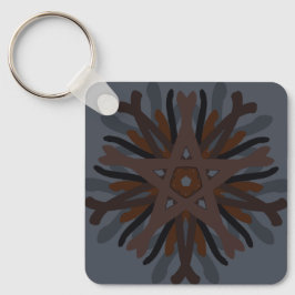 Symmetrical Line Drawing Mechanical Floral Style Sleutelhanger