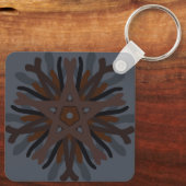 Symmetrical Line Drawing Mechanical Floral Style Sleutelhanger (Achterkant)