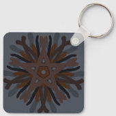 Symmetrical Line Drawing Mechanical Floral Style Sleutelhanger (Achterkant)