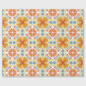 symmetrical pattern of orange and yellow flowers  cadeaupapier (Vlak)
