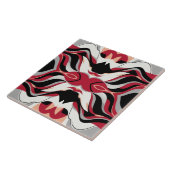 Symmetrical Red and Black Abstract Flow Pattern Tegeltje (Zijkant)