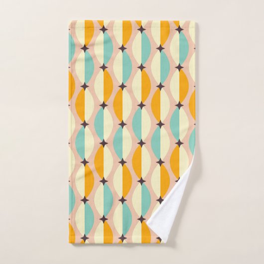 Symmetrical retro pattern with interlocking teal bad handdoek (Handdoek)