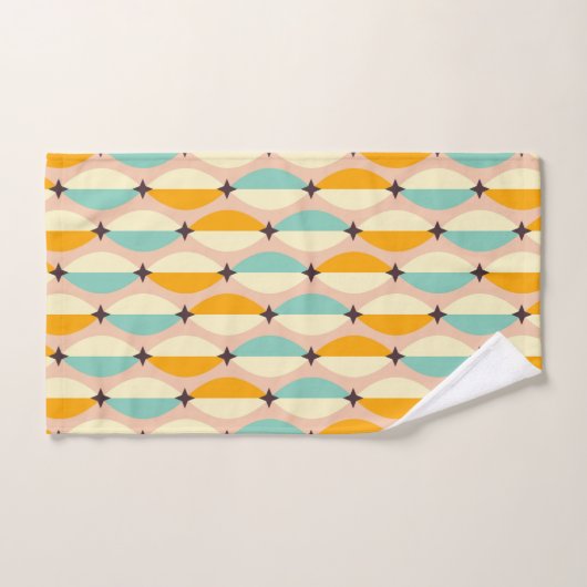 Symmetrical retro pattern with interlocking teal bad handdoek (Handdoek)