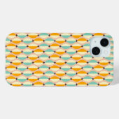 Symmetrical retro pattern with interlocking teal Case-Mate iPhone case (Achterkant (horizontaal))