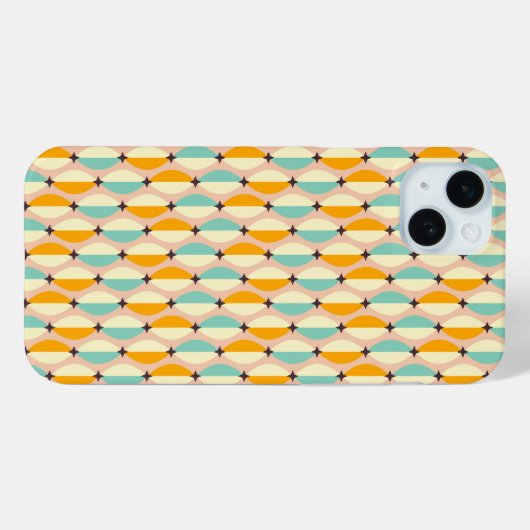 Symmetrical retro pattern with interlocking teal Case-Mate iPhone case (Achterkant (horizontaal))