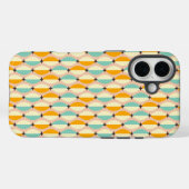 Symmetrical retro pattern with interlocking teal Case-Mate iPhone case (Achterkant (horizontaal))