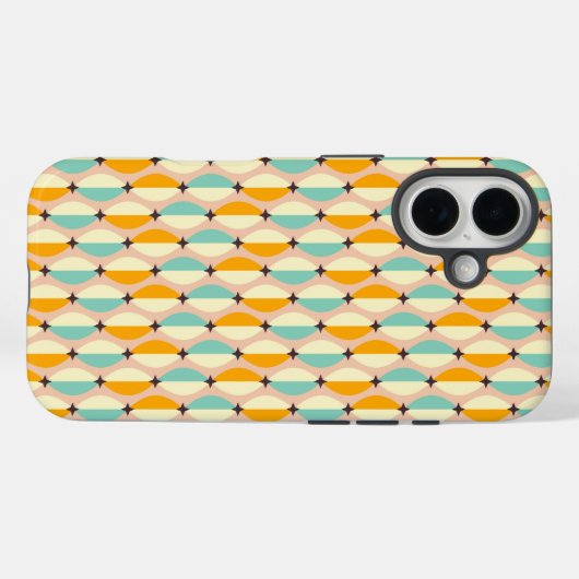 Symmetrical retro pattern with interlocking teal Case-Mate iPhone case (Achterkant (horizontaal))