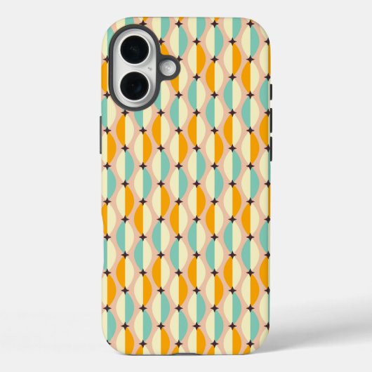 Symmetrical retro pattern with interlocking teal Case-Mate iPhone case (Achterkant)