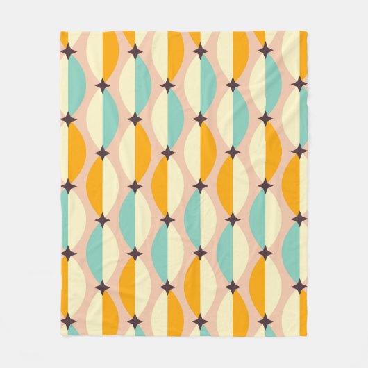 Symmetrical retro pattern with interlocking teal fleece deken (Voorkant)