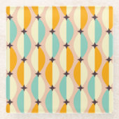 Symmetrical retro pattern with interlocking teal glazen onderzetter (Voorkant)