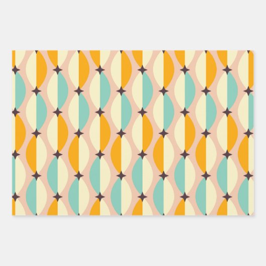 Symmetrical retro pattern with interlocking teal inpakpapier vel (Voorkant)