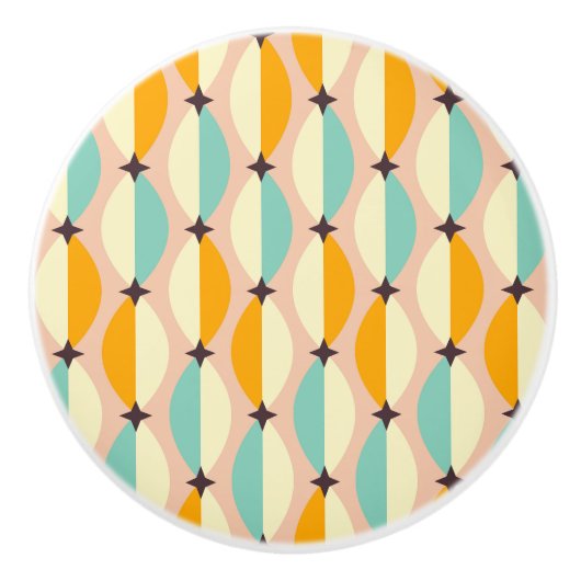 Symmetrical retro pattern with interlocking teal keramische knop (Voorkant)