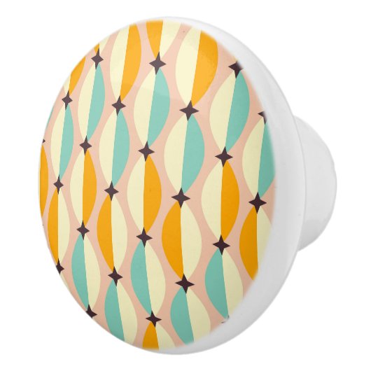 Symmetrical retro pattern with interlocking teal keramische knop (Rechts)