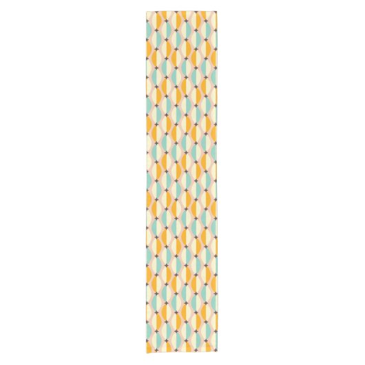 Symmetrical retro pattern with interlocking teal korte tafelloper (Voorkant)