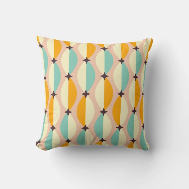 Symmetrical retro pattern with interlocking teal kussen (Voorkant)